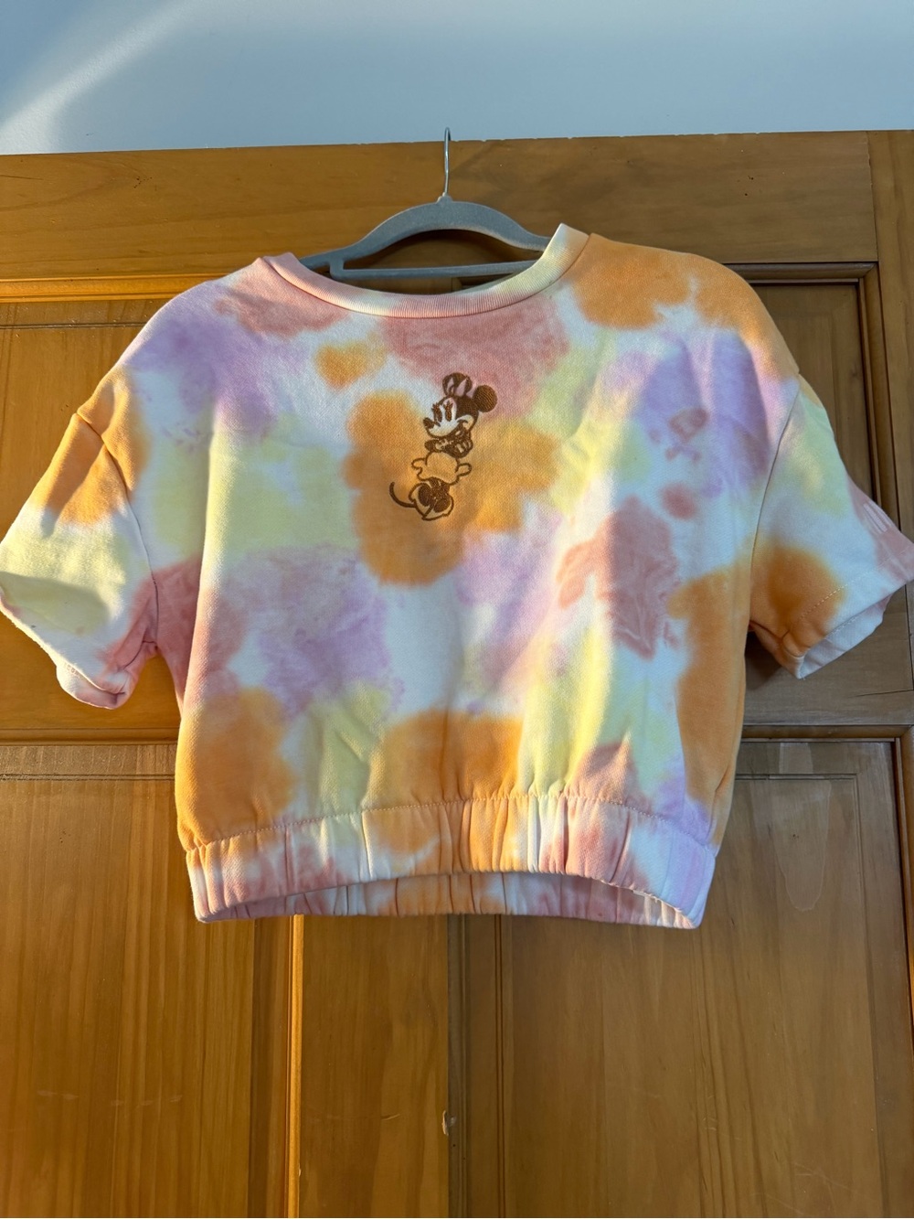 Disney Tie-Dye Minnie Cropped Sweatshirt - Pink, Orange & Yellow